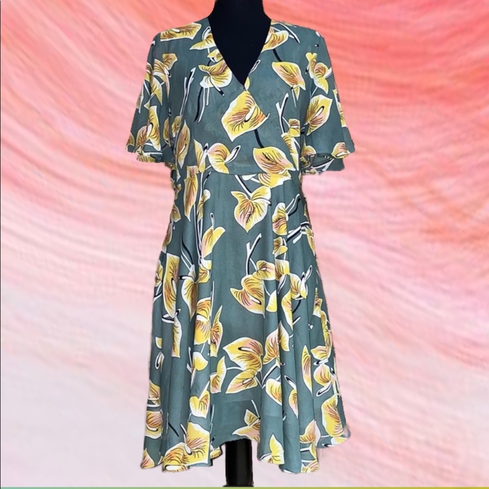 ModCloth Flutter Sleeve V-Neck A-Line Dress